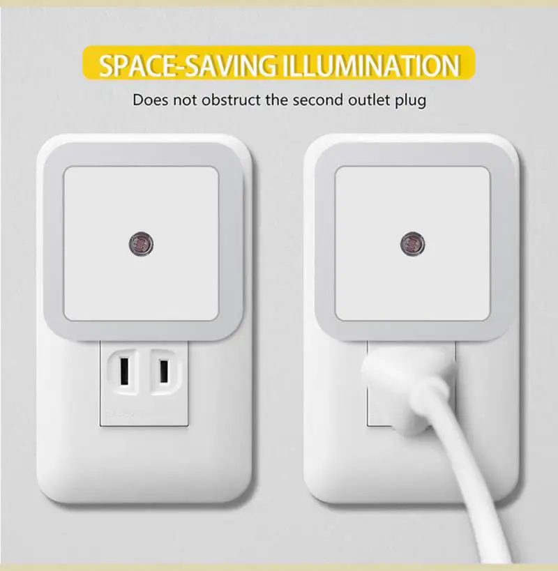 Draadloze Led Nachtlichtsensor Verlichting Mini Eu Us Uk Plug Nachtlampje Lamp Voor Huis Slaapkamer Trap Decoratie Verlichting