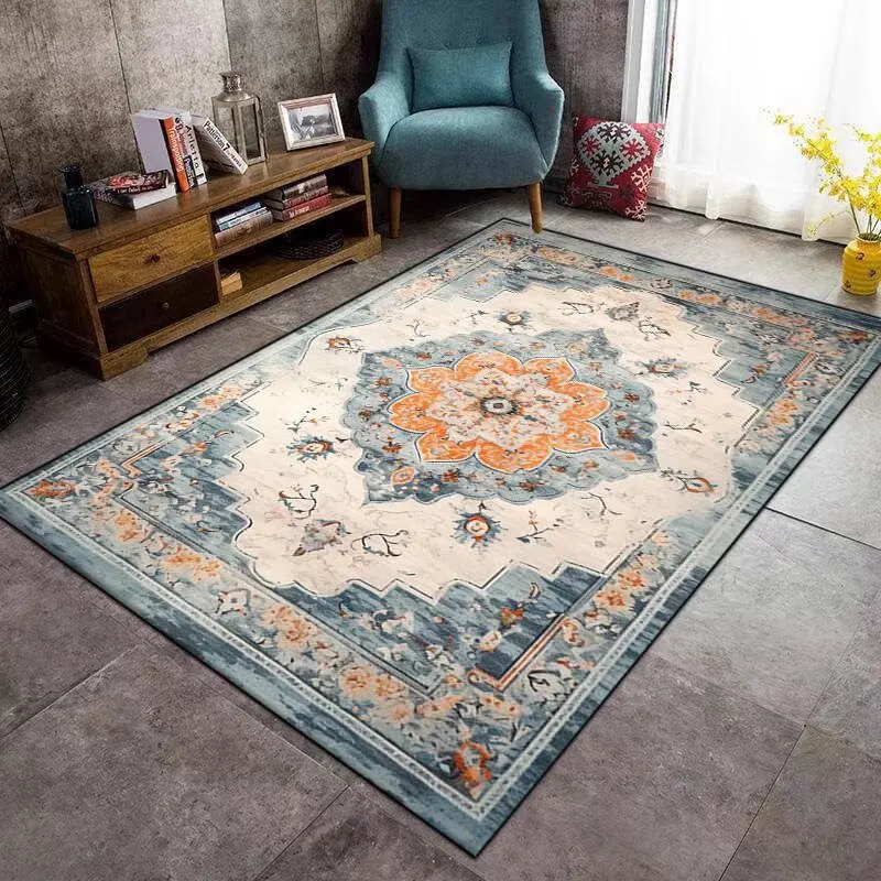 Persian Style Distressed Carpet for Live Room Classical Plush Boho Room Decoration Home Mats Soft Antiskid Large Rug for Bedroom