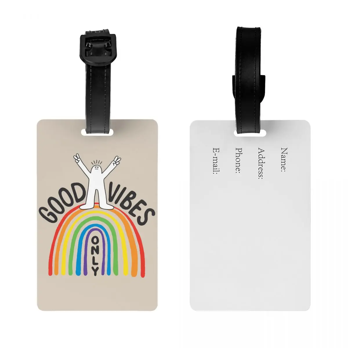 Rainbow Good Vibes Only tag bagasi untuk koper tag bagasi lucu penutup privasi Label ID