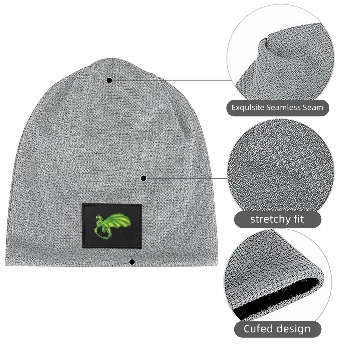 Sundew - Wings Of Fire Waffle Knit Fleece Lined Beanie with PU Leather Patch Unisex Warm Winter Soft Cap