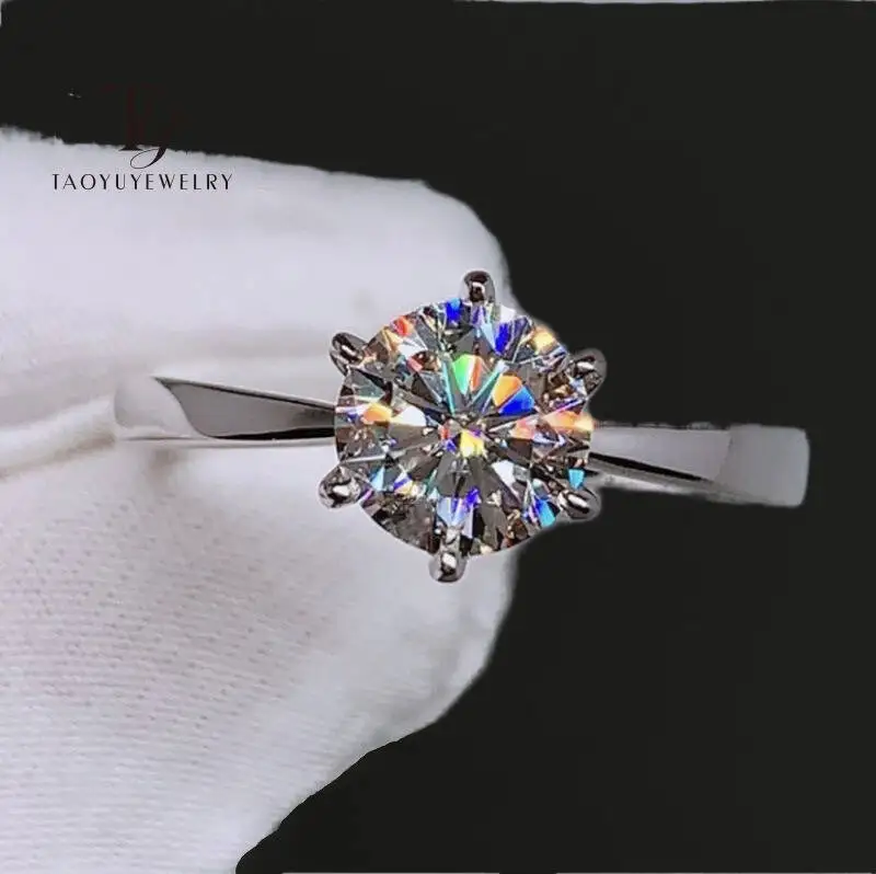 1,0 Karat Königsblau Farbe Moissan ite Ring Sterling Silber massiv Gelbgold Farbe Hochzeit Verlobung ringe für Frauen