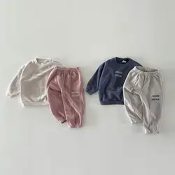 Chándal con estampado de letras para niños pequeños, sudadera y pantalones, de 2 piezas traje deportivo, Otoño, nuevo