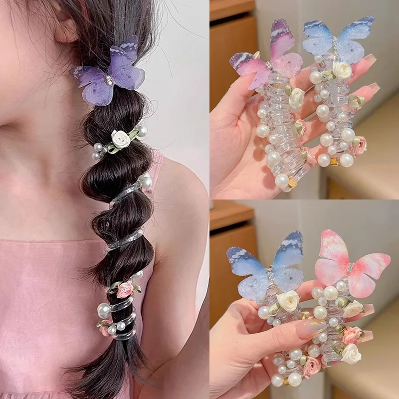 

Fashion Sweet Butterfly Phone Line Hair Rope Ponytail Artifact For Women Girls Elegant Hair Ring Exquisite Hair Accessories