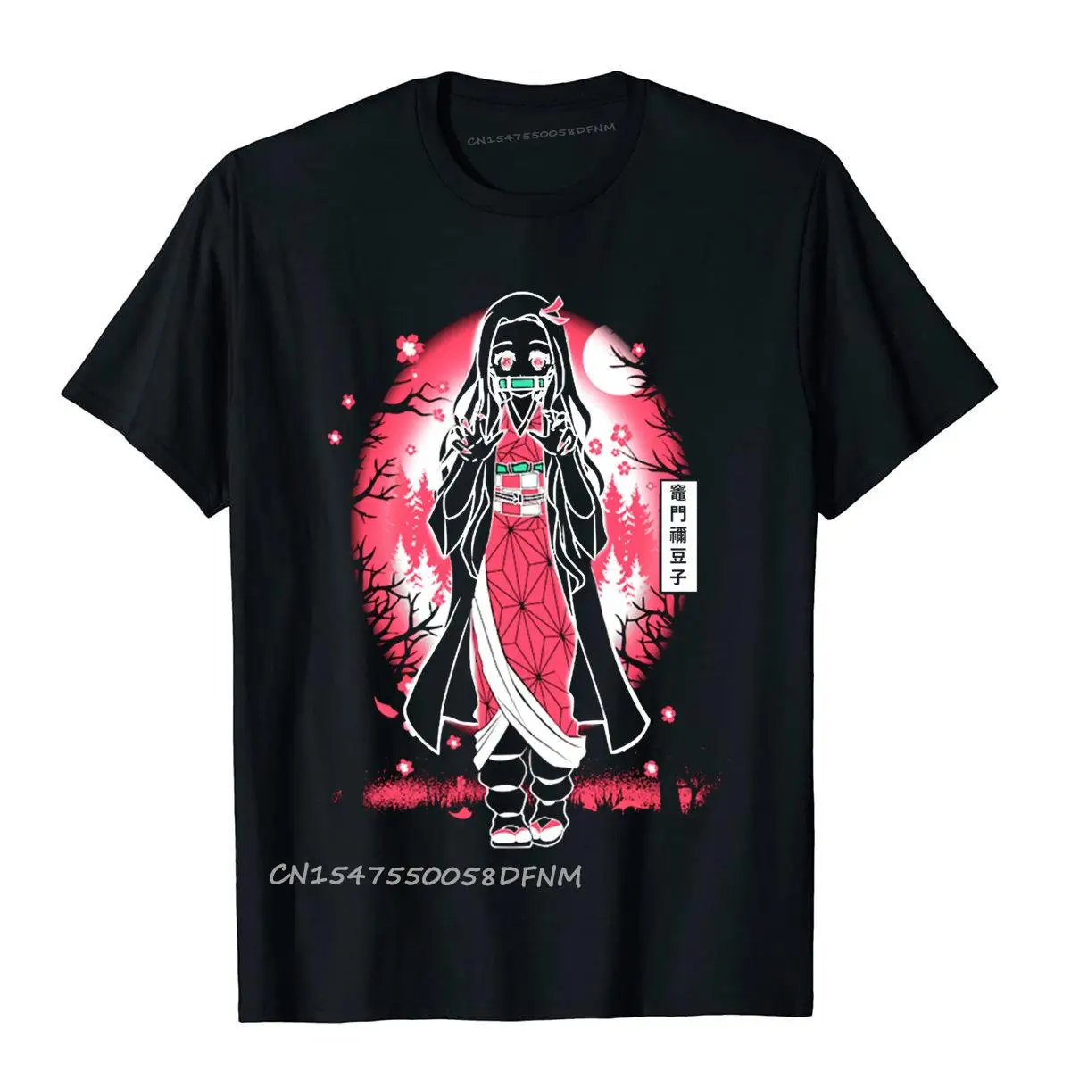 Japanse Kunst Nezuko Demon Anime Premium Katoen Normale Tees Modieuze Jonge T-shirts Gedrukt Op