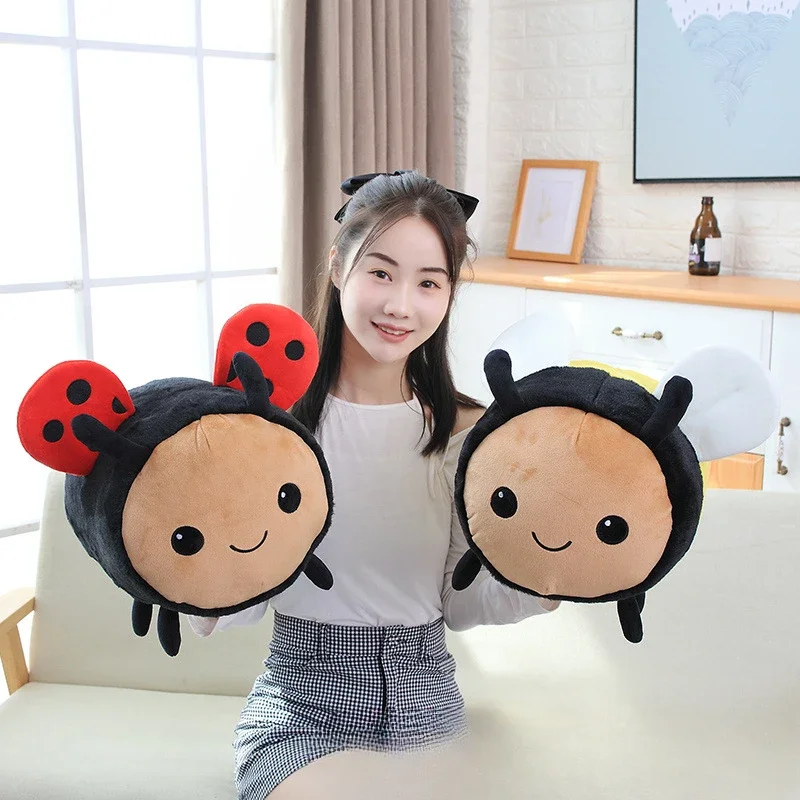 Sleeping Pillow for Girls Valentine\'s Day Gift Floor Cushion Cute Seven-star Ladybug Plush Toy Small Beetle Doll