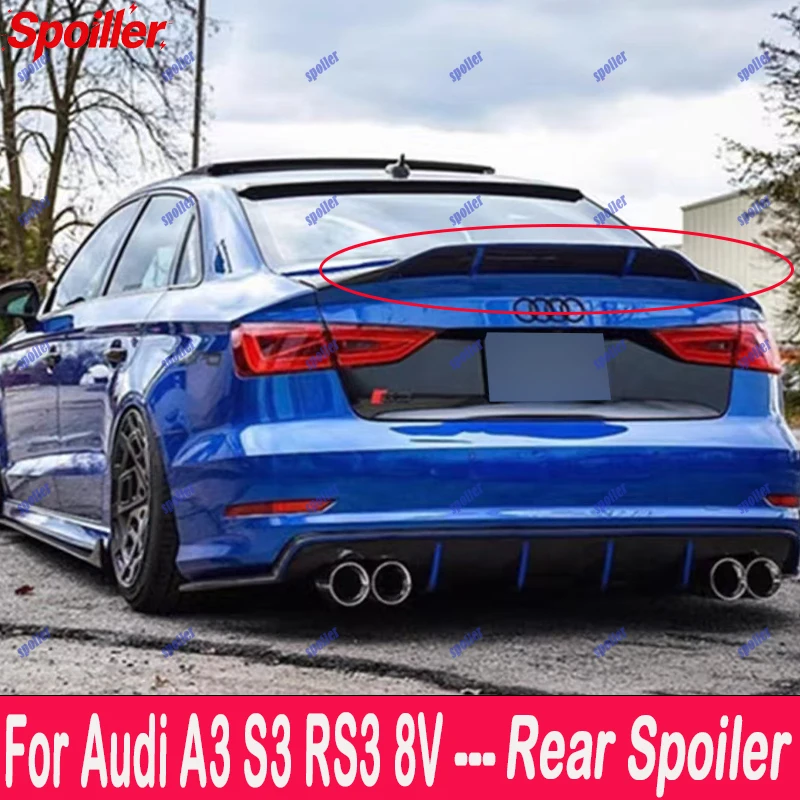 Suitable for Audi A3 S3 RS3 luxury sedan 8V sedan 2013-2020 R-type carbon fiber rear spoiler luggage wing, carbon fiberrear wing
