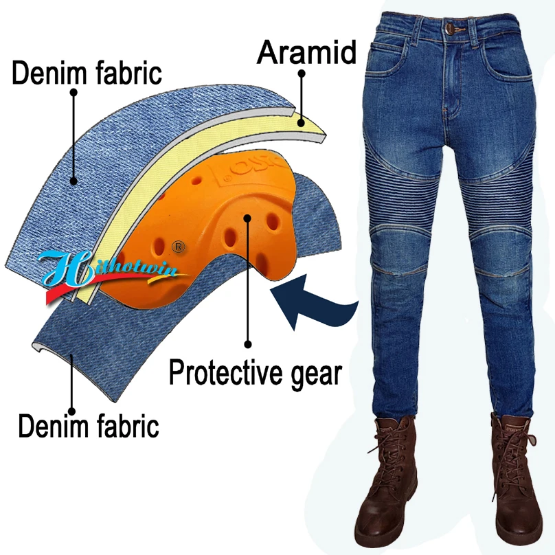 New Kevlar Women\'s Motorcycle Jeans Woman Moto Pants Protective Gear Riding Touring Motorbike Trousers Black Motocross Pants XXS
