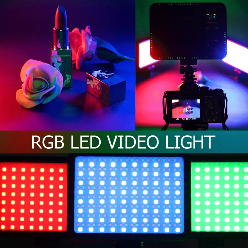 P24C RGB Video Light with Tripod Battery LED Photo Studio Light for Video Recroding Phone Live On Camera Photography Lamp Para