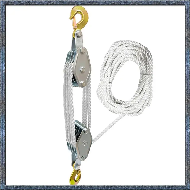Aug. Industrial Grade Rope Pulley Block System – 2200 Lbs Break Strength, 6:1 Lifting Power