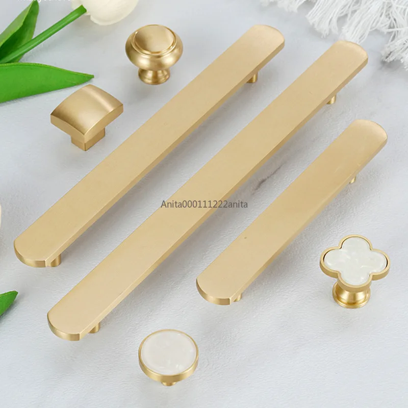 New Chinese Solid Brass Long Handle of Furniture Creative Closet Wardrobe Drawer Knobs Kitchen Cabinet Door Handles Hardware