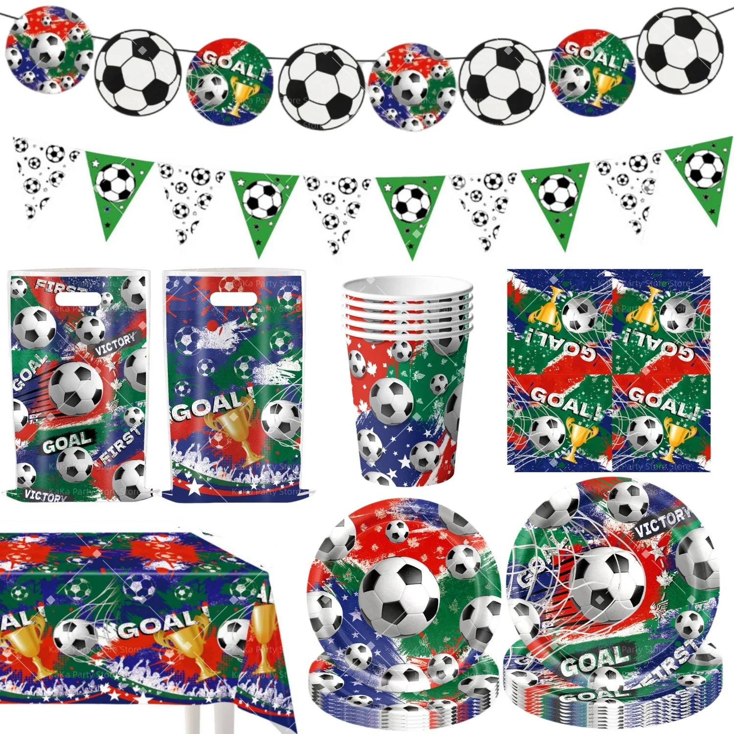 Football Birthday Party Decoration Soccer Theme Paper Tableware Soccer Paper Plate Napkin Gift Bags Cup Party Favors Supplies