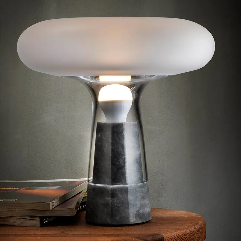 Nordic marble glass table lamp modern bedroom living room personalized mushroom cloud decorative lamp simple art bedside lamp