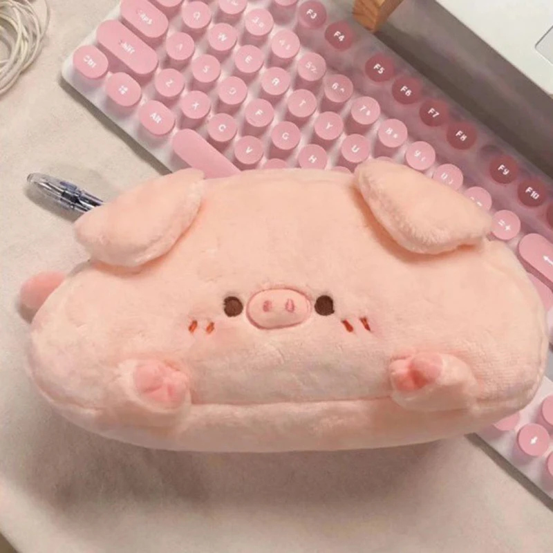 ตุ๊กตาสัตว์น่ารักดินสอกระเป๋า Creative Kawaii หมูสีชมพูเครื่องเขียนกระเป๋าสําหรับเด็ก Great ของขวัญดินสอกรณี