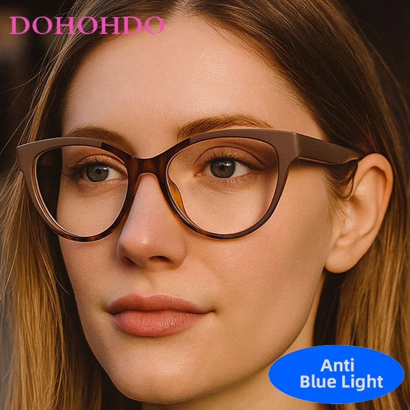 

Luxury Brand Designer Big Frame Cat Eye Blue Light Blocking Glasses Women Men Reading Eye Protection Optical Eyeglasses Female