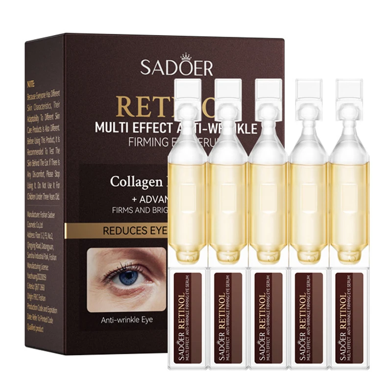 Suero de Retinol para ojos, esencia de colágeno reafirmante antiarrugas, ilumina las líneas finas de los ojos, Reduce las ojeras, bolsas para los ojos, hinchazón, 15 unids/caja