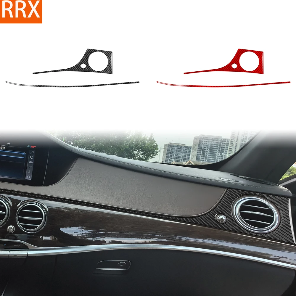 For Benz S-Class W222 2013-2020 Real Carbon Fiber Sticker Co-pilot Dashboard Air Vent Panel Car Accessories Interior decorative