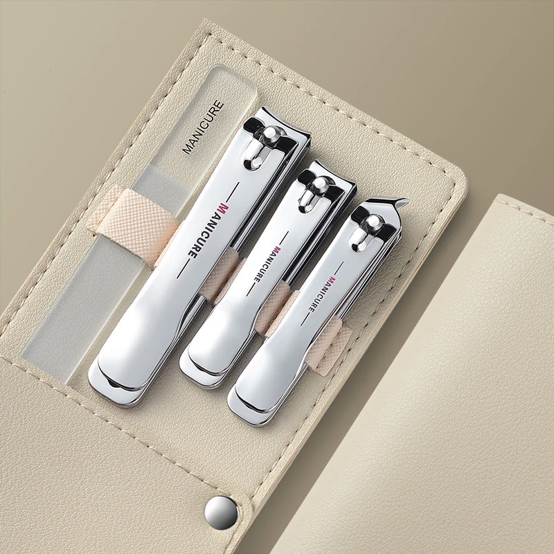 Neues Nagelknipser-Set, 4-teilig, mit drehbarer Ledertasche, professioneller Trimmer, Pediküre-Pflegewerkzeuge, Maniküre-Set, Heimpflege-Geschenk – Detail 9