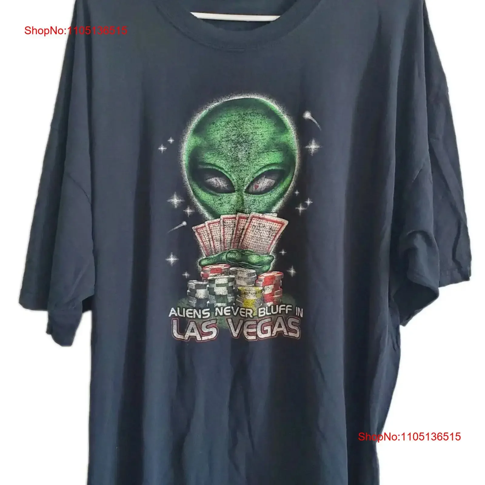 

Vintage 80s 90s Las Vegas T Shirt Aliens Never Bluff Mens 2XL vintage Washed Breathable Soft Top For Everyday Wear graphic