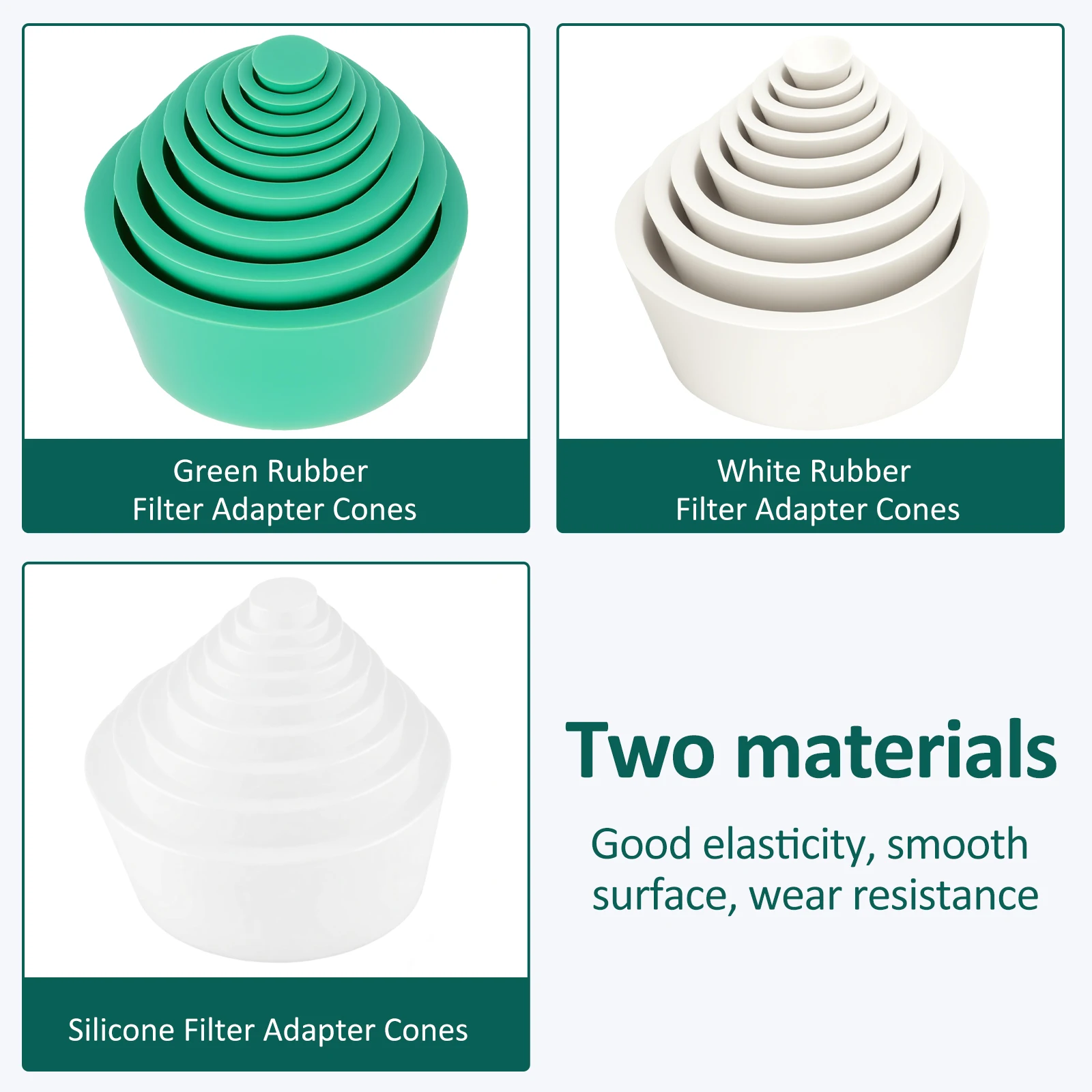 9PCS Set Lab Rubber Filter Adapter Cones #1‑#9 Flexible Cone For Laboratory Funnel Lab Filtration Connecting Sleeve Kit