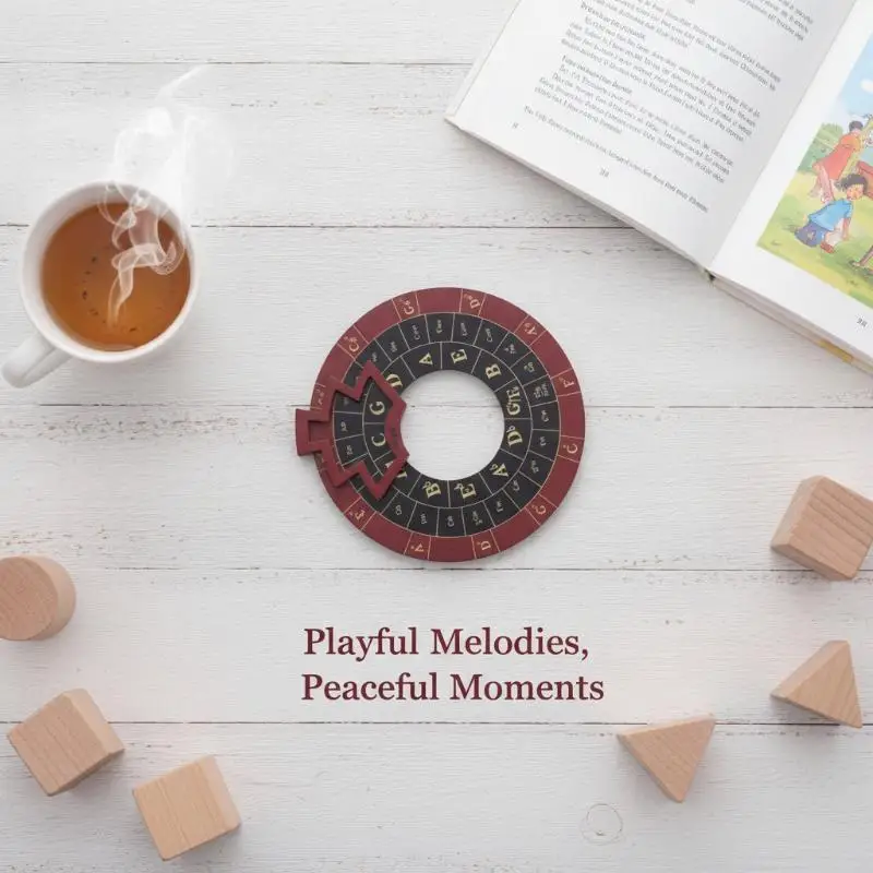 Wooden Chord Reference Tool Rotating Circle of Fifths Wheel Durable Musical Learning Accessory for Home Music Study Use