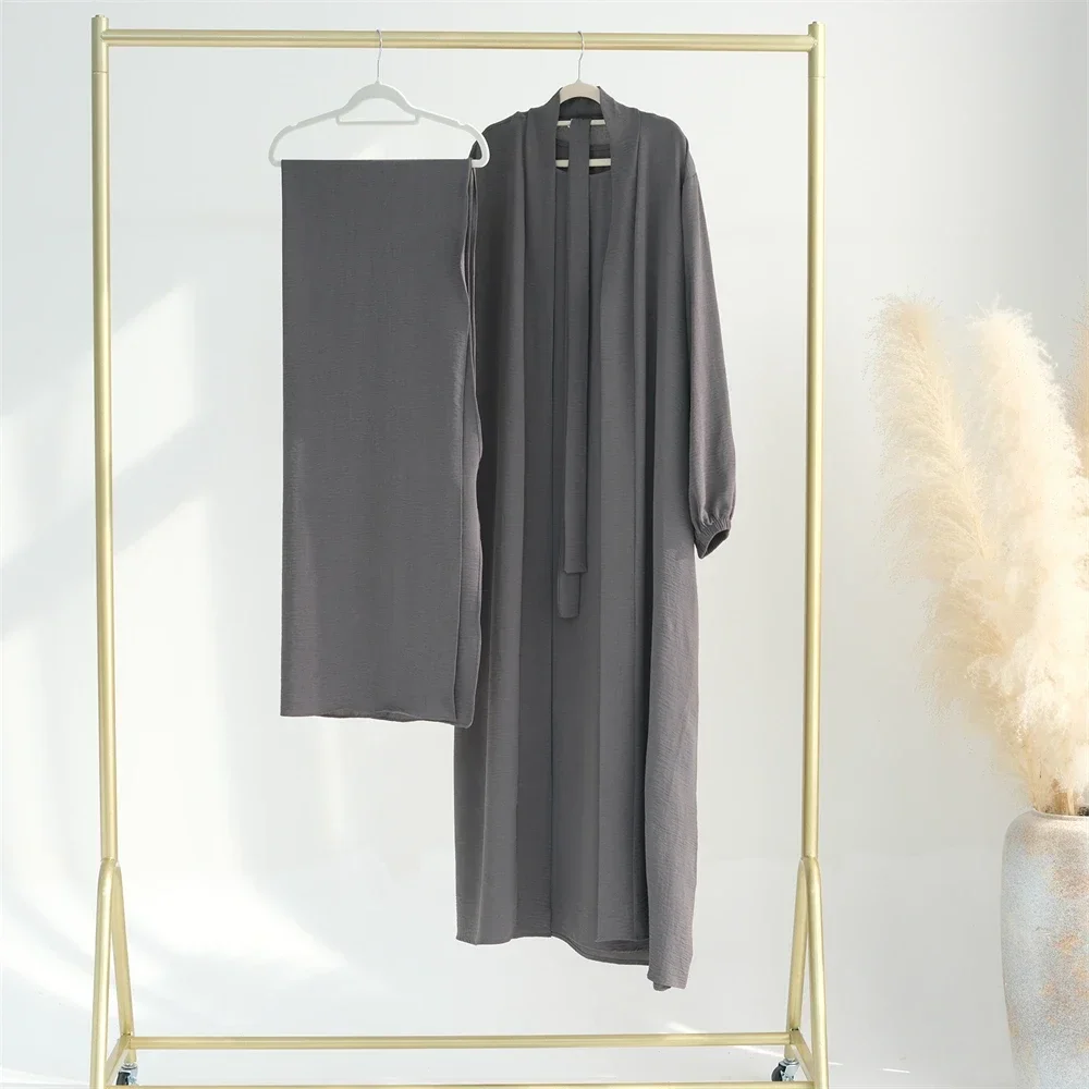 

Ramadan Eid Women Dubai Open Abaya Kaftan Turkey Islam 2/3 Piece Muslim Set Hijab Dress Kimono Kaftan Arab Robe Jalabiya Outfits
