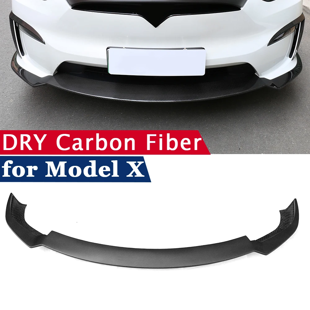 Dry Carbon Fiber Cover for Teslal Model X 2023 2024 Car Front Bumper Lip Body Kit Spoiler Splitter Canard Guard Protector