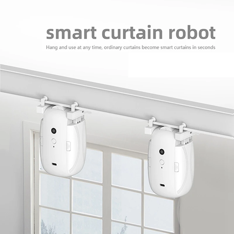 Dual Smart Curtains Robot Roman Rod Track/T/U-Rail Tracks 3 In1 Automatic Curtain Opener Remote Control Curtain Motor