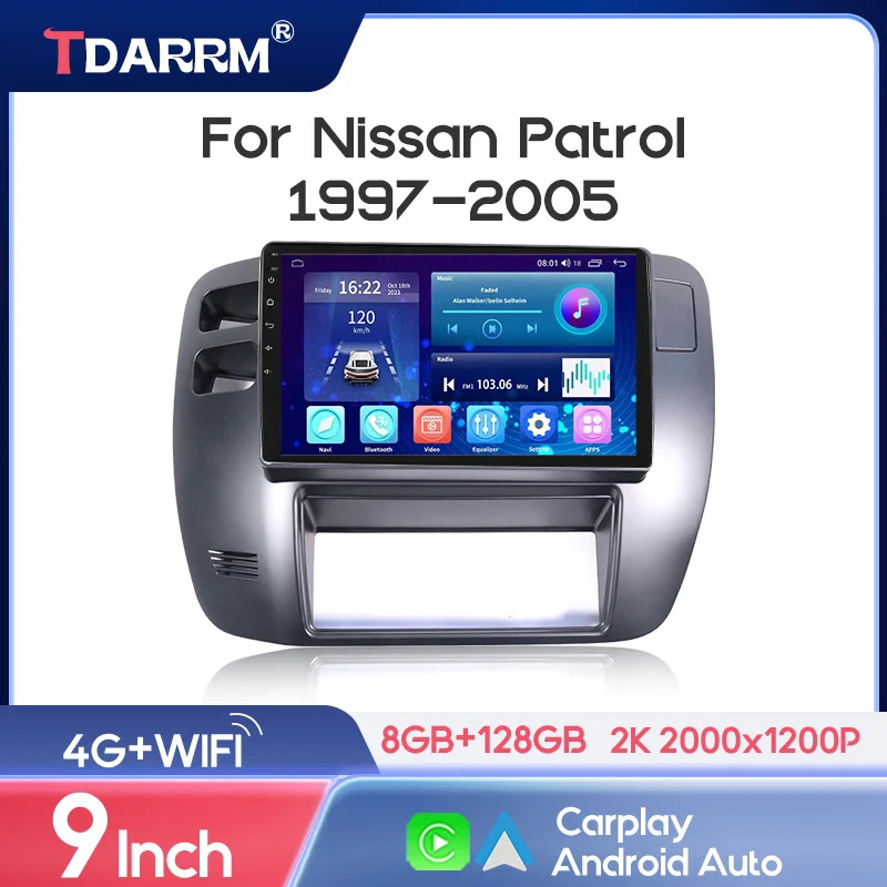 

TDARRM Android 10 2K Car Radio For Nissan Patrol 1997-2005 Video Multimedia Bluetooth Player Navigation GPS 4G Carplay stereo