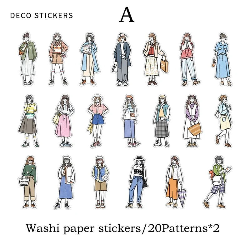 Journamm 40pcs/pack Kawaii Girls Stickers Set DIY Scrapbooking Art Collage Photo Album Creative Stationery Craft Ins Stickers