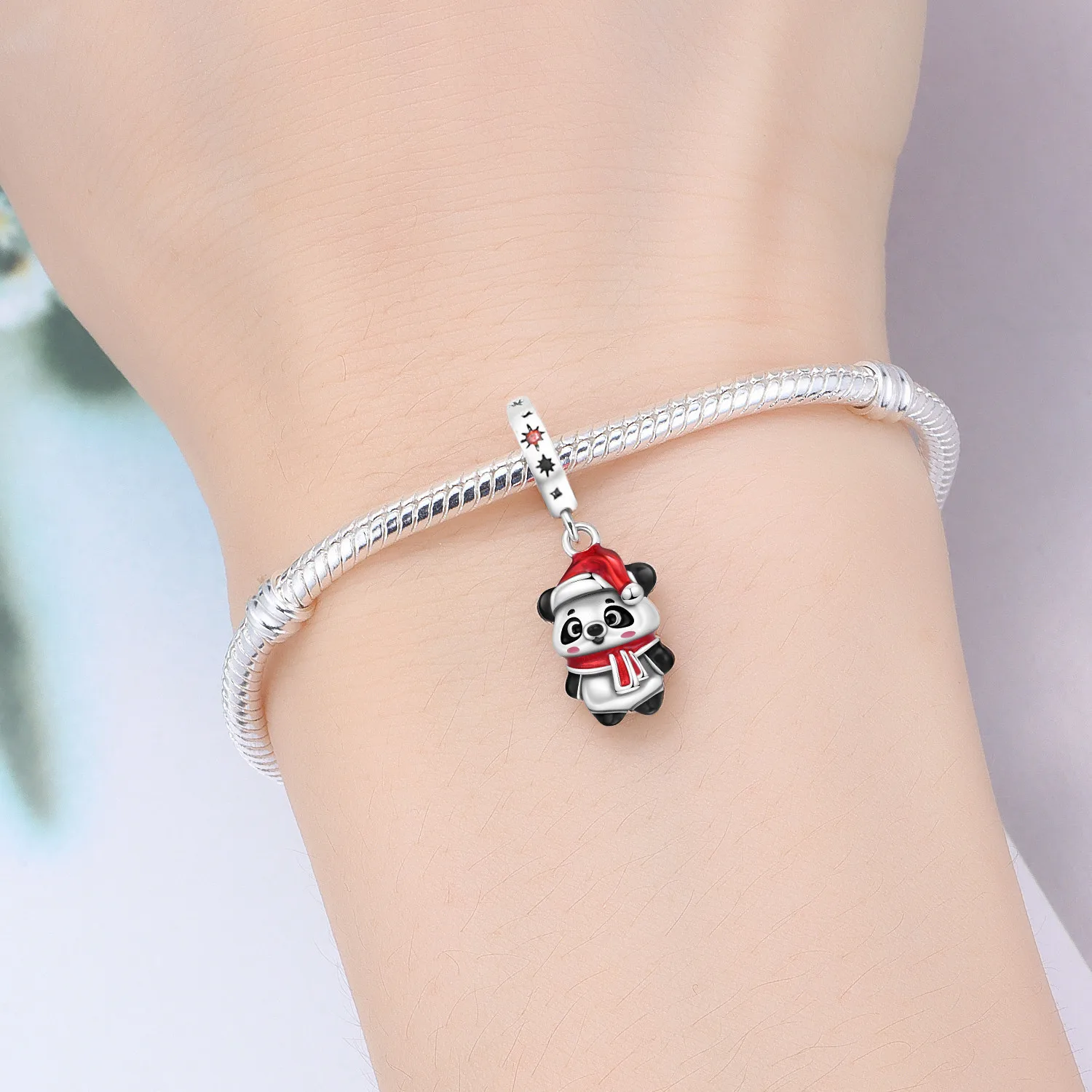 Orstarry 925 فضة عيد الميلاد الباندا مهرجان الخرز المعلقات الأصلية سوار حلية مجوهرات حفلة لتقوم بها بنفسك الهدايا العصرية