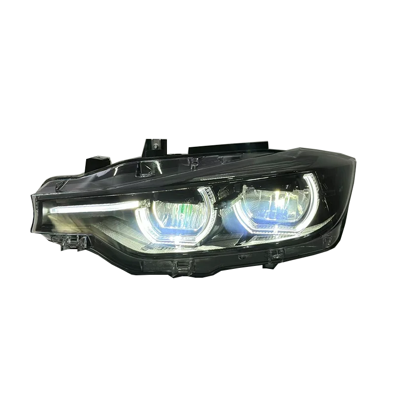 Auto Car Part V3 Headlight For BMW 3 Series F30 F35 Upgrade Tri-Color LED Shadow Front Lamp Yellow&White&Amber Assembly