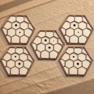 

5pcs Honeycomb Decorations Wooden Coaster Cup Cushion Home Supply Tableware Mat Smooth Round Premium Material Small Delicate