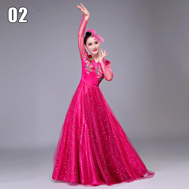 Sukienki flamenco hiszpańskie dla kobiet, eleganckie, z dużym rozkloszowaniem, na występy taneczne, do chóru, na scenę, kostium taneczny, zakres kątów 180-720 stopni.