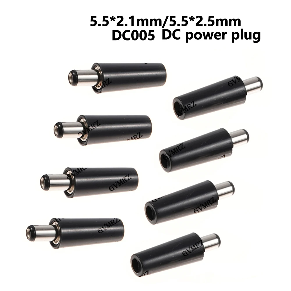 10PCS DC005 5.5x2.1mm 5.5x2.5mm DC power plug Wire welding type Wiring welding head 5.5*2.1mm 5.5*2.5mm Male round plug