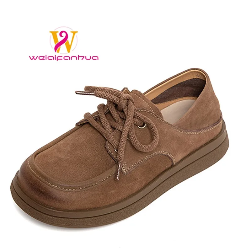 

Women's 2026 New Vintage Top-grain Cowhide Mom's Single Shoes, Flat-soled Loafers, Women's Thick-soled Casual Moccasin Shoes