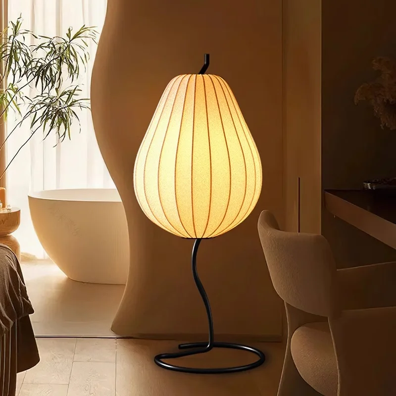 Japanse stijl peer vloerlamp Wabi Sabi stijl verlichting voor huisdecoratie slaapkamer woonkamer bank zijden hoek led-licht