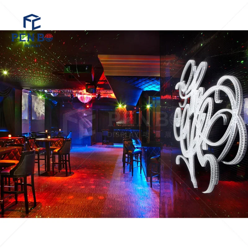 custom.Modern Lounge Bar and Nightclub Interior Design with LED Lighting and Complete Bar Furniture Solutions