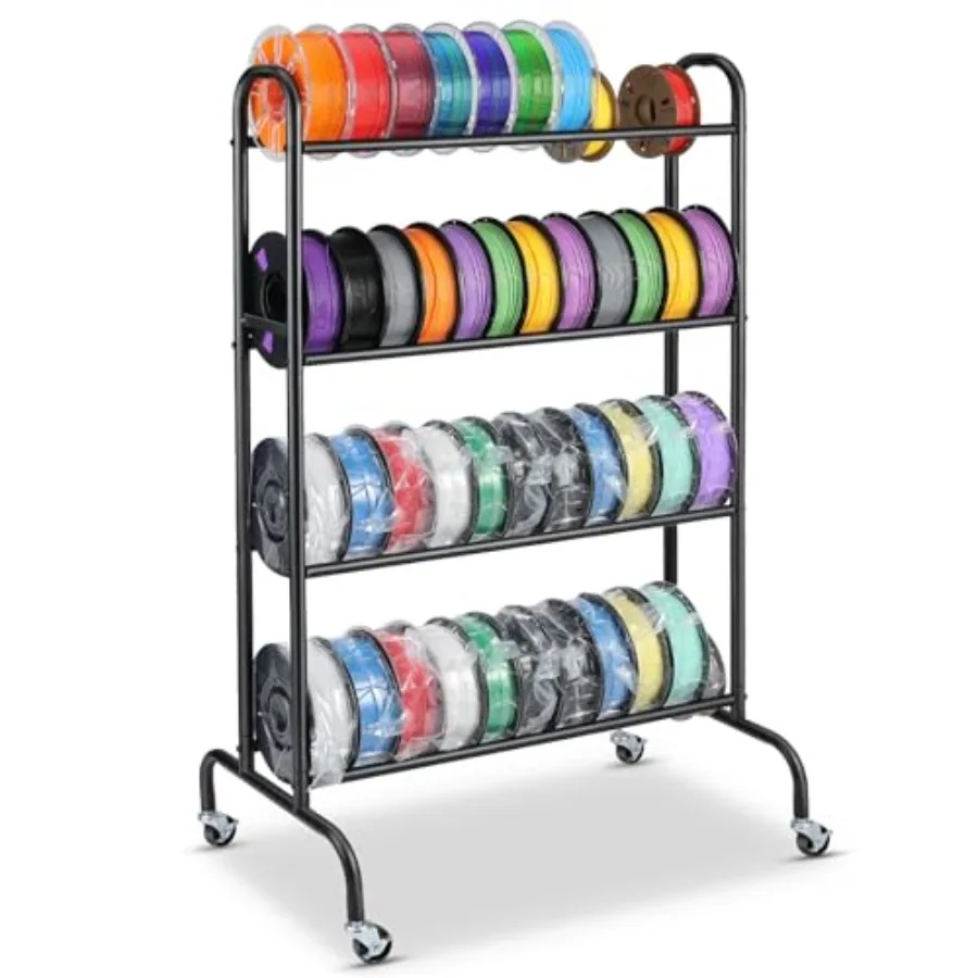 

3D Printer Filament Storage Rack - 4 Tier Heavy Duty Metal Shelf Filaments Spool Holder for PLA/ABS/TPU, Organized for 3D Print