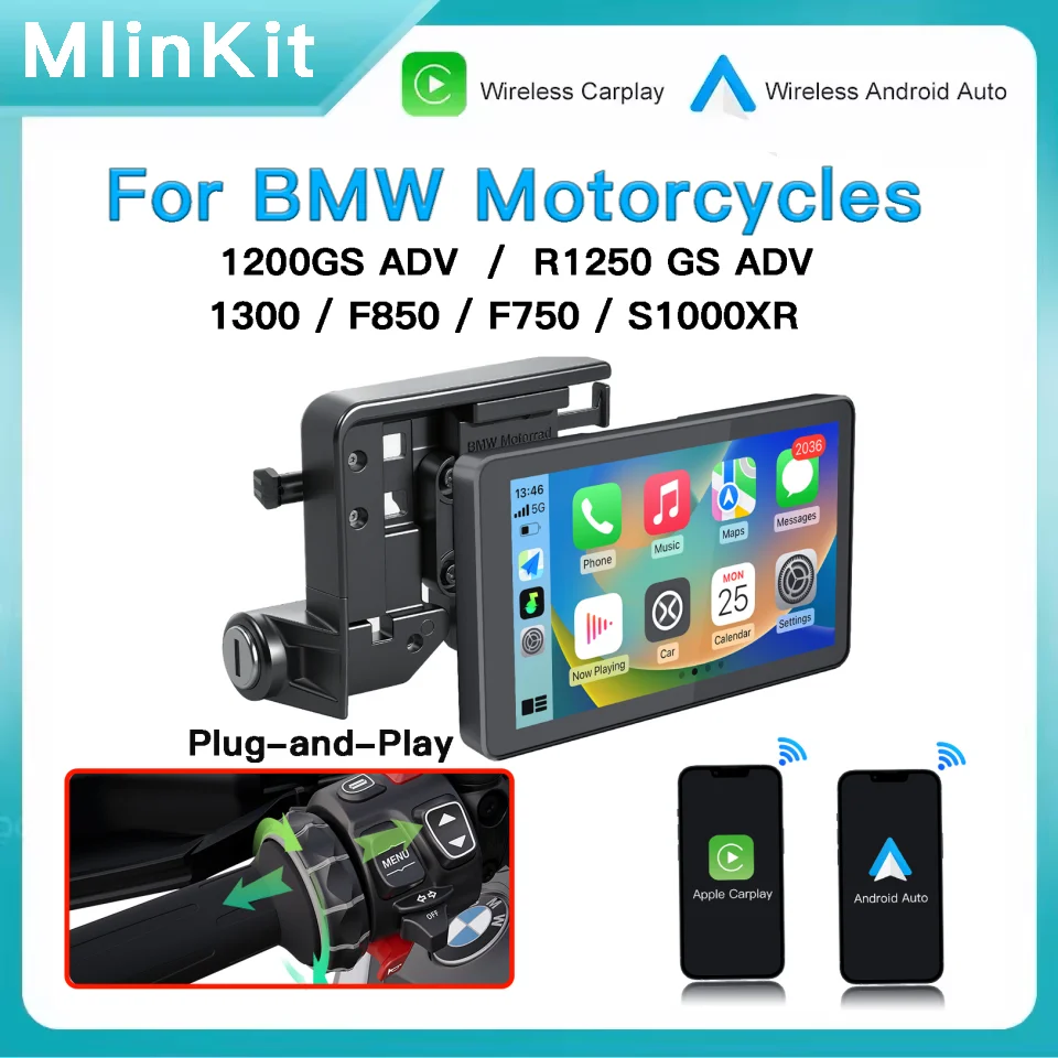 

Motoultra Wireless carplay For BMW Motorcycle Carplay M1000 XR R1200GS R1250GS S1000XR S1000RR R1300GS K1600 Navigation 6 Inch