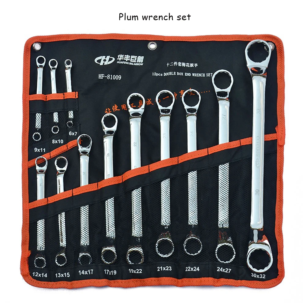 

Huafeng Giant Arrow Plum Blossom Dual Purpose Wrench Set 8 10 12 Piece Set for Auto Repair, Maintenance, Machine Repair