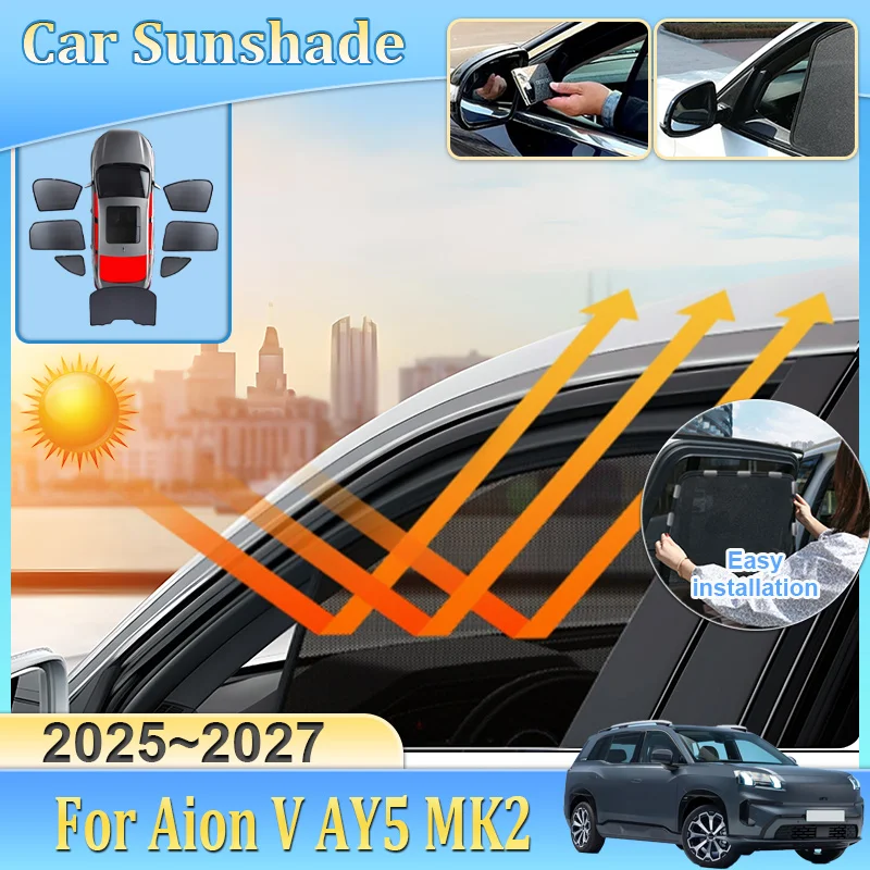 

Car Mesh Sunshade For Aion V AY5 MK2 2025 2026 2027 Blackout Mesh UV Protection Privacy Windshield Frame Curtain Car Accessories