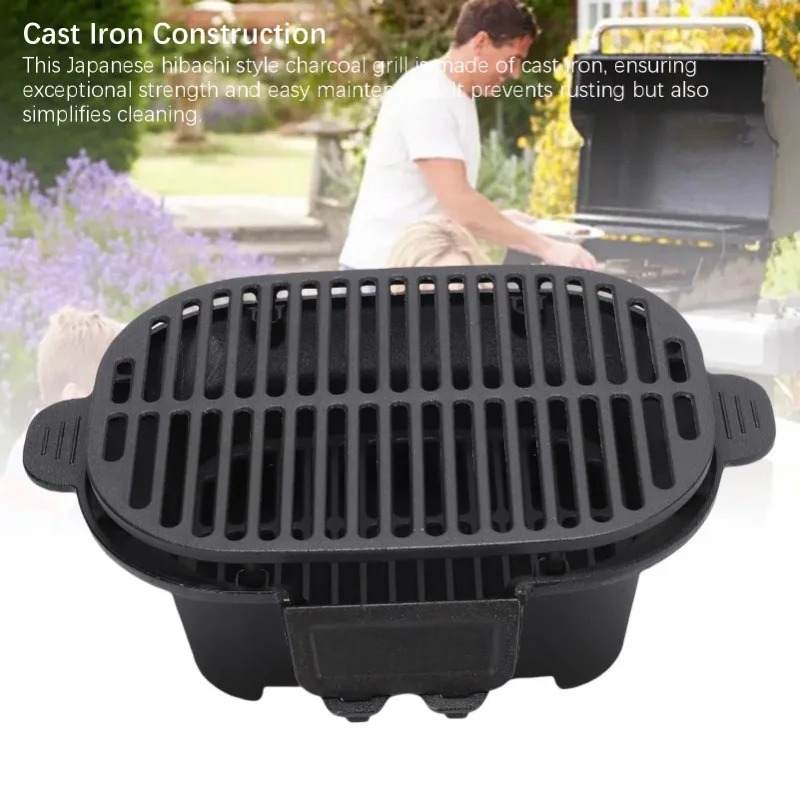 

Hibachi Grill Outdoor Small Portable Charcoal Grill Cast Iron Japanese Yakitori Camping Grill Stove for Backyard BBQs Picnics