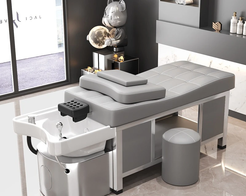 

High-end ceramic basin Thai stainless steel frame shampoo bed water circulation massage ring fumigation head treatment