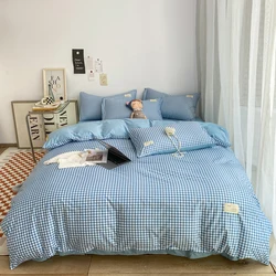 Small plaid pattern style single quilt cover double bed down duvet cover220x240cm large size quilt cover without pillowcase