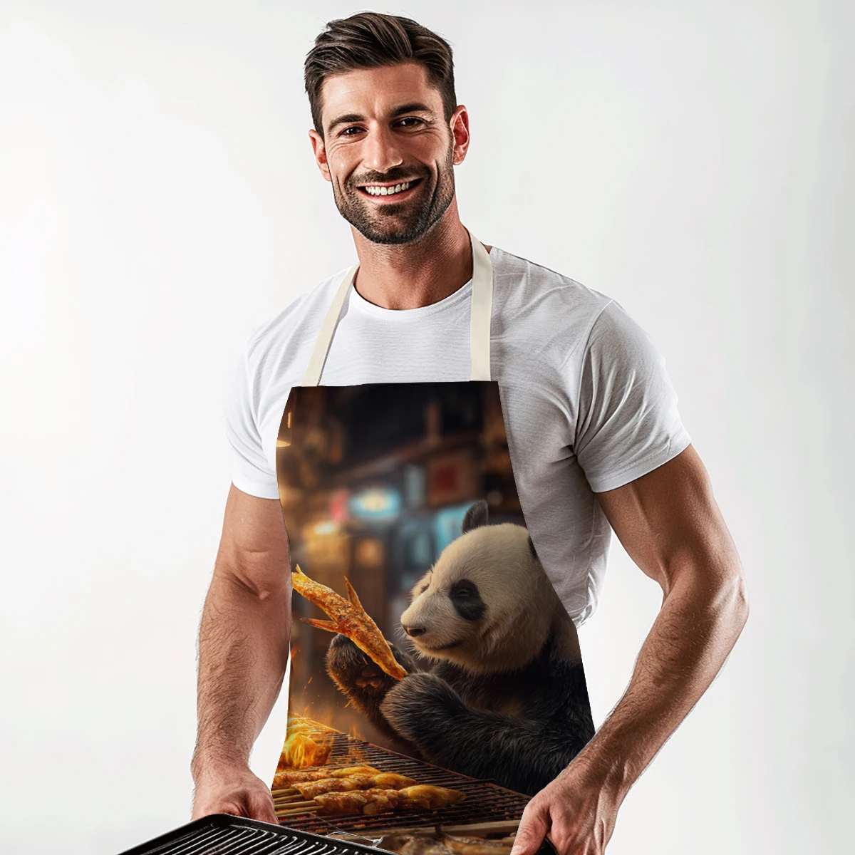 Cute Cartoon Squirrel Pattern Polyester Apron - Fun Cooking & Art Craft Apron for Home, Creative Apron for Adults & Kids