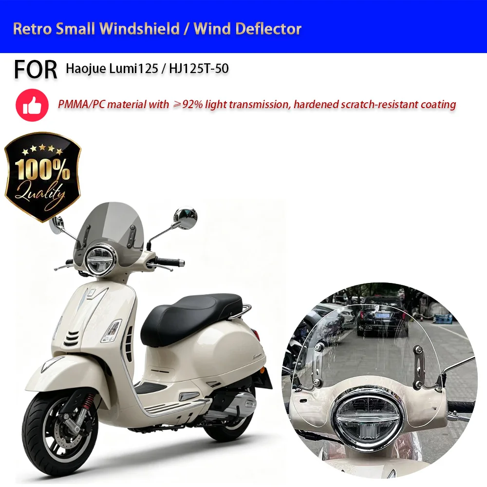 For Haojue Lumi125 HJ125T-50 Retro Small Windshield Wind Deflector No-Drill Accesorios Moto Accessori Moto