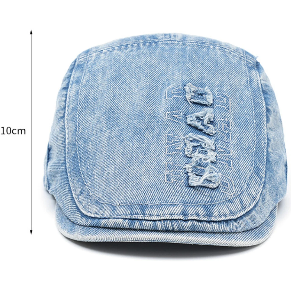 HT5052 Mens Beret Women New 100% Cotton All Seasons Ivy Flat Cap Artist Painter Beret Hat Adjustable Male Female Denim Beret Cap