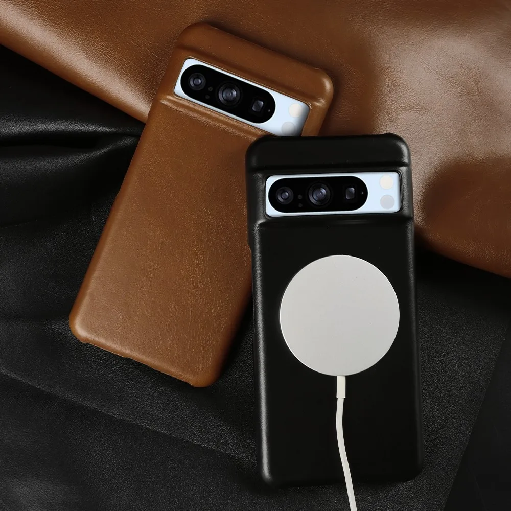 Genuine Leather Wireless For Magsafe Google Pixel 8 Pro Cases Pixel7pro 8A 6Pro Pixel6pro Vintag Phone Cover Business Carcasa