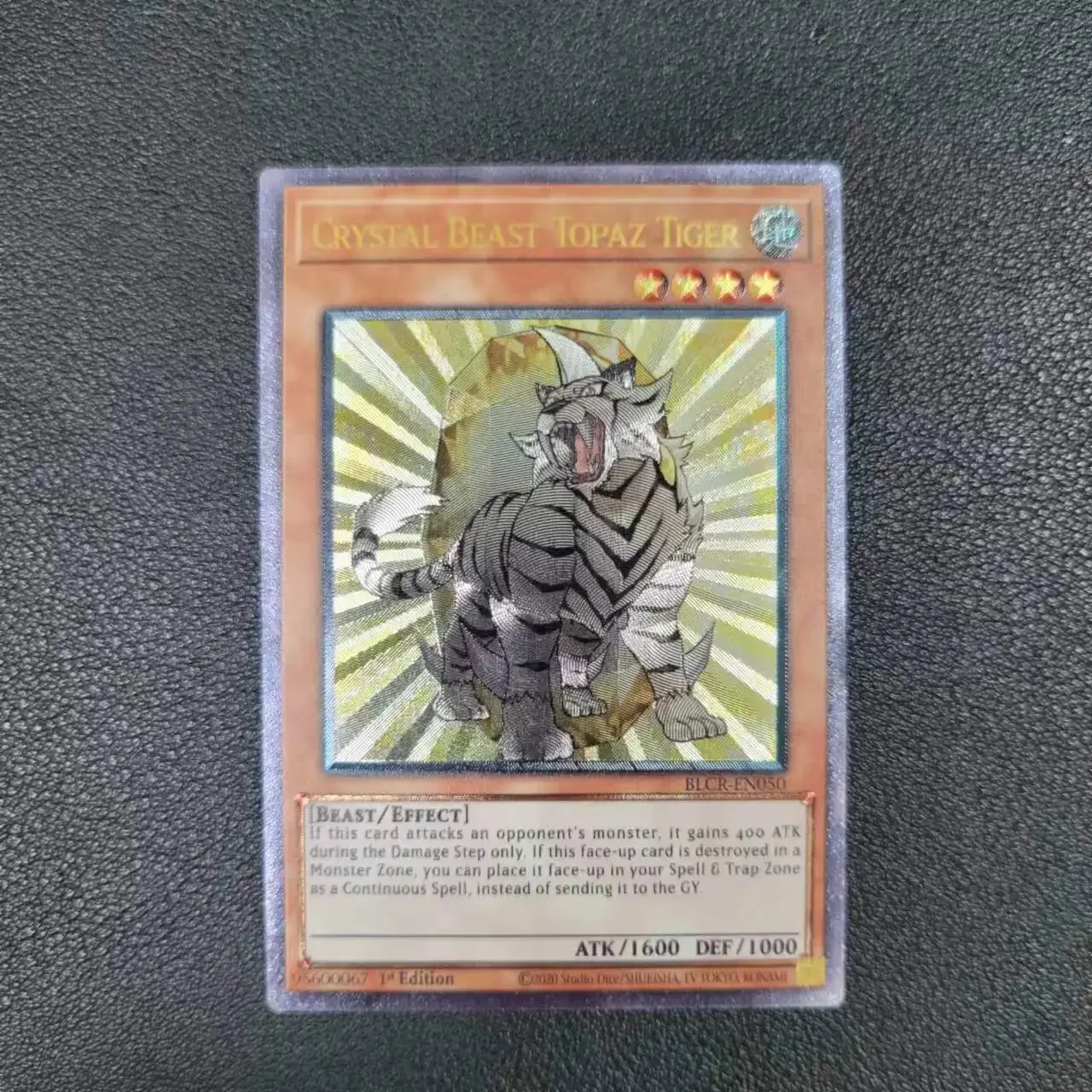 Yu-gi-oh-Cartas coleccionables de Cristal Beast Topaz Tiger para niños, juguetes no originales, BLCR-EN050, UTR