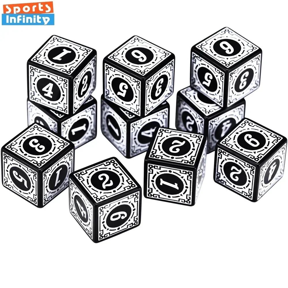 10 szt. Kości 16mm D6 kwadratowych wzorów Retro cyfry kości wielościenne kości i zestaw kości gry płyta stołu Bar Club Party